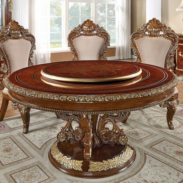 Dark Mocha & Metallic Gold 5PCs Round Dining Set HD-1803 By Homey Design 8