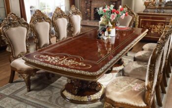 Dark Mocha & Metallic Gold Rectangle Table HD-1803 By Homey Design