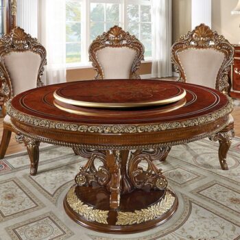 Dark Mocha & Metallic Gold Round Table HD-1803 By Homey Design