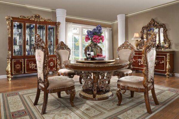 Dark Mocha & Metallic Gold Round Table HD-1803 By Homey Design 6