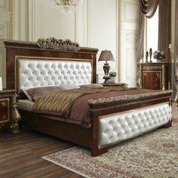 Dark Mocha & Metallic Gold Eastern King Bed HD-1803 By Homey Design