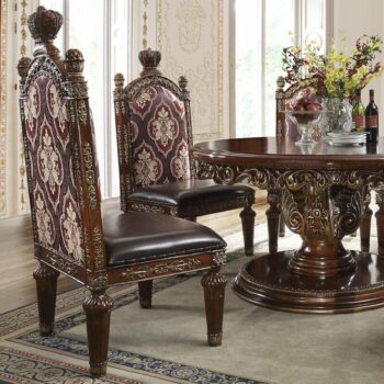 Burl & Metallic Antique Gold Side Chair HD-1804 By Homey Design