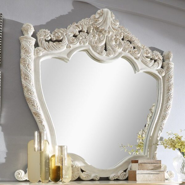 White & Gold Brush Highlights Finish 5PCs California King Bedroom Set HD-1806 By Homey Design 12