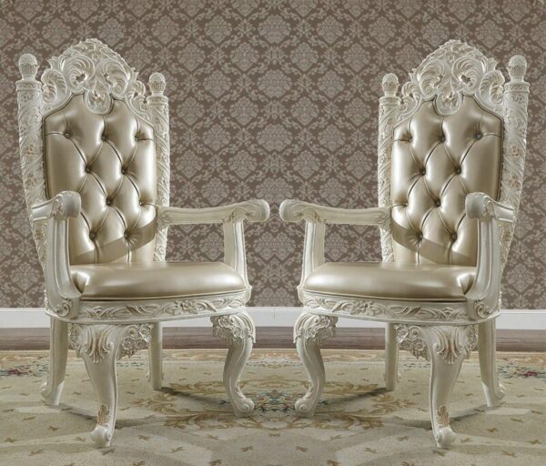 White & Gold Brush Highlights Finish 9PCs Dining Set HD-1806 By Homey Design 9