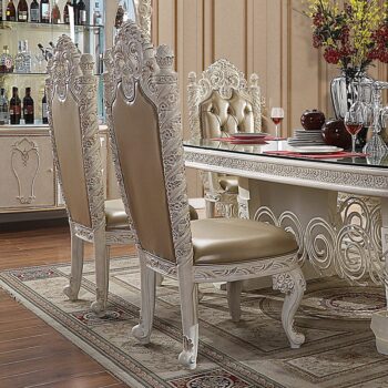 White & Gold Brush Highlights Finish Side Chair HD-1806 By Homey Design