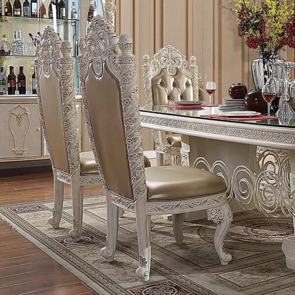 White & Gold Brush Highlights Finish Side Chair HD-1806 By Homey Design 4
