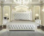 White Gloss & Gold Brush Highlights Finish California King Bed HD-8091 By Homey Design 7