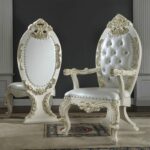 White Gloss & Gold Brush Highlights Finish 9PCs Dining Set HD-8091 By Homey Design Homey Design HD-8091 Collection Mobilia Cleopatra 10 White Gloss & Gold Brush Highlights Finish 9PCs Dining Set HD-8091 By Homey Design 10