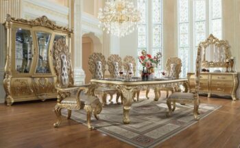 Metallic Gold 7PC Dining Set HD-1801 By Homey Design