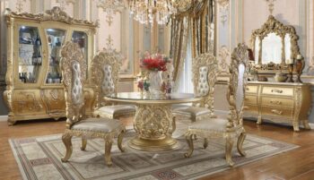 Metallic Antique Gold 5PC Round Dining Set HD-1801 By Homey Design