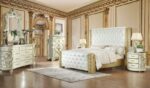 Ivory & Metallic Gold 4PC Eastern King Bedroom Set HD-8032 By Homey Design Homey Design HD-8032 Collection Mobilia Cleopatra 9 Ivory & Metallic Gold 4PC Eastern King Bedroom Set HD-8032 By Homey Design 9