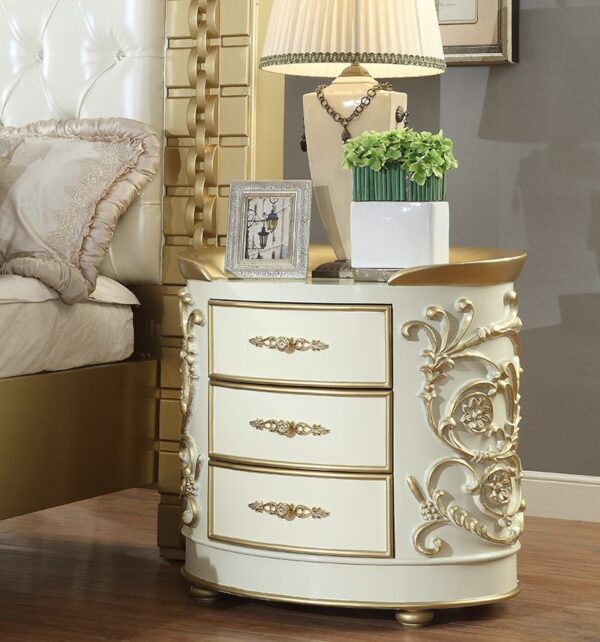 Ivory & Metallic Gold 4PC Eastern King Bedroom Set HD-8032 By Homey Design 7