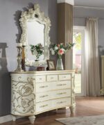 Ivory & Metallic Gold 4PC Eastern King Bedroom Set HD-8032 By Homey Design Homey Design HD-8032 Collection Mobilia Cleopatra 11 Ivory & Metallic Gold 4PC Eastern King Bedroom Set HD-8032 By Homey Design 11