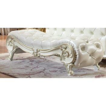 Ivory & Metallic Gold Bench HD-8032 By Homey Design