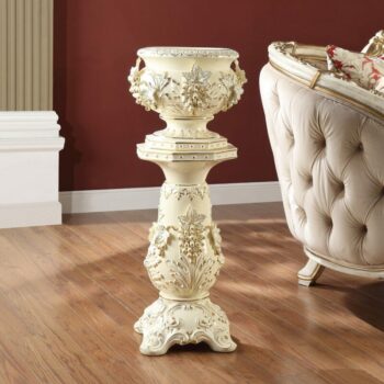 Ceramic White & Gold Vase & Pedstal HD-1875 By Homey Design
