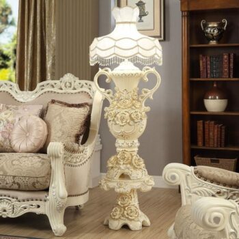 Ceramic White & Gold Floor Lamp with Shade HD-2178 By Homey Design