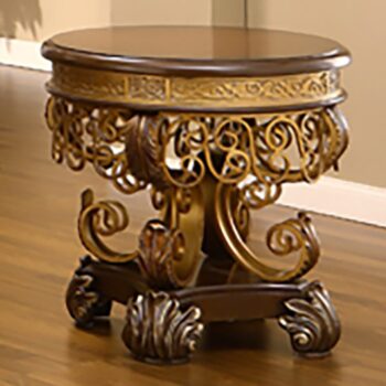 Mahogany & Metallic Gold End Table with Mirror HD-2112 By Homey Design