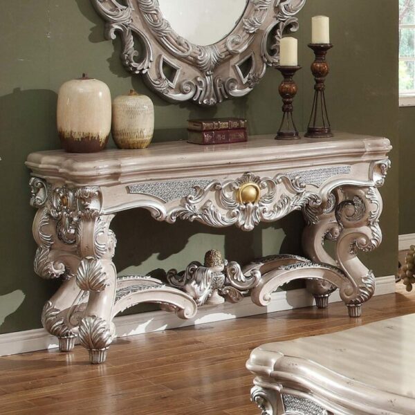 Metallic Silver Console Table HD-8001 By Homey Design 4