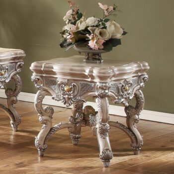Metallic Silver End Table HD-8001 By Homey Design