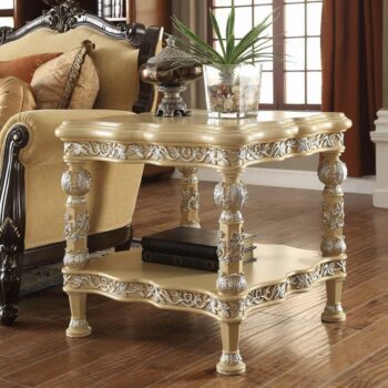 Mohawk Pickle Frost & Metallic Silver Finish End Table HD-8015 By Homey Design