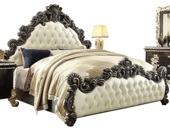 Black Enamel & Silver Eastern Eastern King Bed HD-1208 By Homey Design