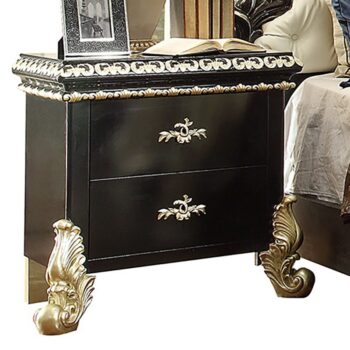 Black Enamel & Silver Nightstand HD-1208 By Homey Design