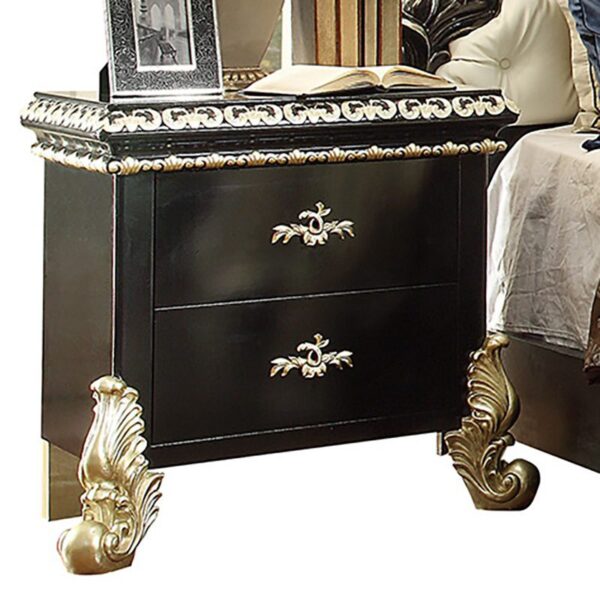 Black Enamel & Silver Nightstand HD-1208 By Homey Design 4