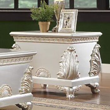 Silver with Metallic Gold Accent Finish End Table HD-1332 By Homey Design