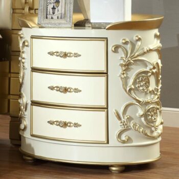 Ivory & Metallic Gold Nightstand HD-8032 By Homey Design