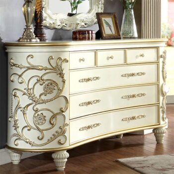 Ivory & Metallic Gold Dresser HD-8032 By Homey Design