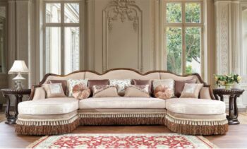 Brown Cherry Double Chaise Sectional Sofa HD-91626 By Homey Design