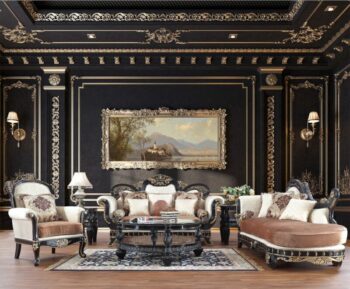 Black Enamel Finish 3PC Sofa Set HD-9666 By Homey Design
