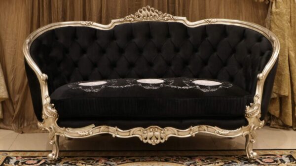 Handmade Silver Black Loveseat 4