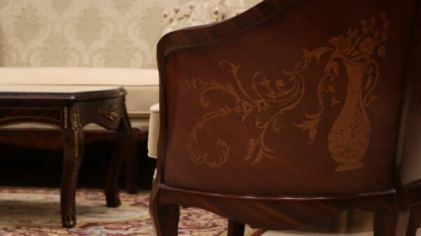 Handmade Marquetery Beige Chair 12