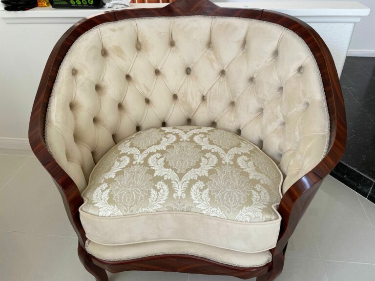 Handmade Marquetery Beige Chair - Image 5