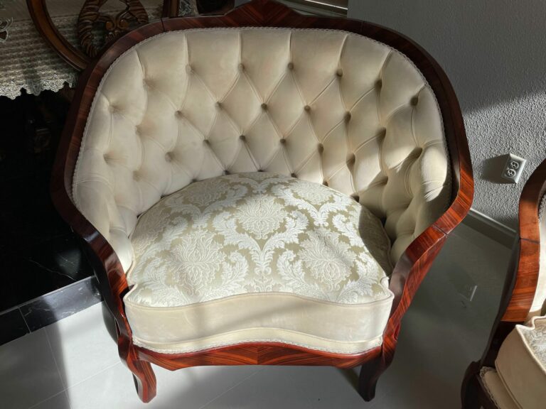 Handmade Marquetery Beige Chair - Image 6