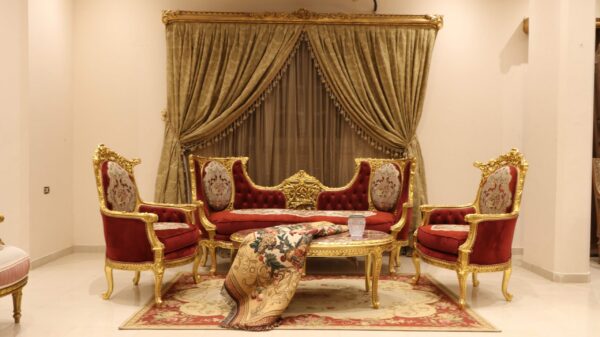 Handmade King Gold Red Sofa 16