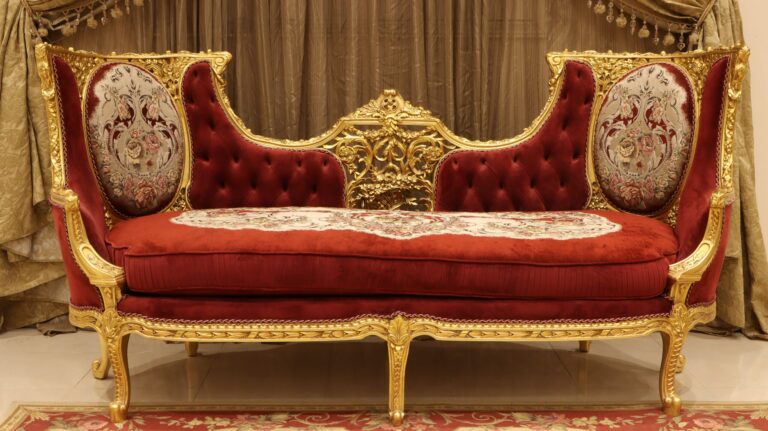 Handmade King Gold Red Sofa - Image 2