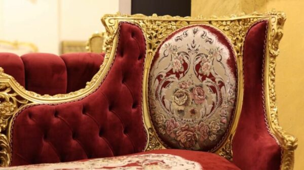 Handmade King Gold Red Sofa 12