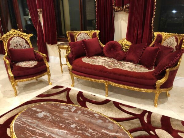 Handmade King Gold Red Sofa 15