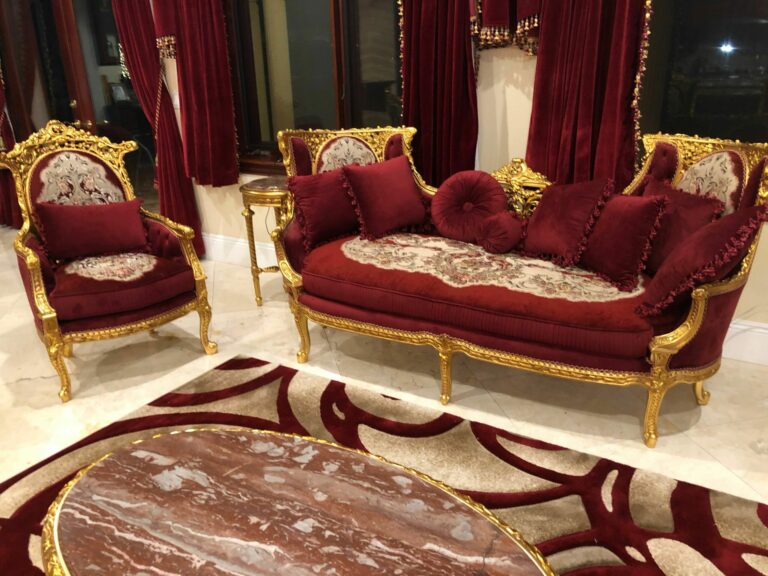 Handmade King Gold Red Sofa - Image 6