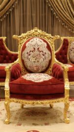 Handmade King Gold Red Chair 9