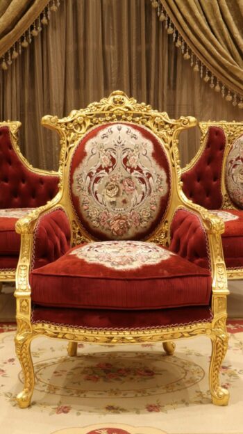 Handmade King Gold Red Chair