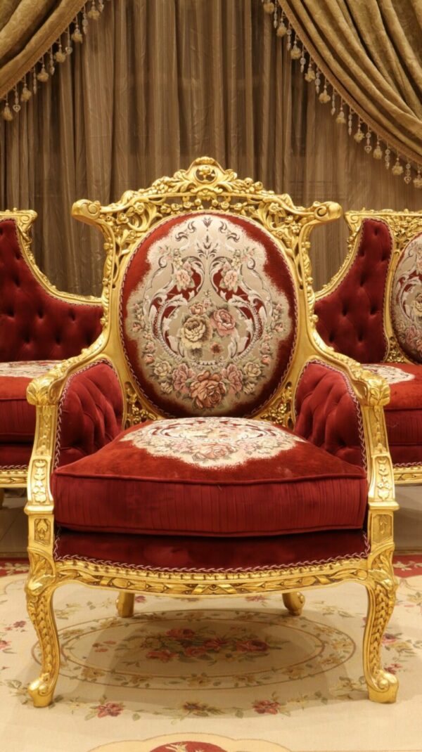 Handmade King Gold Red Chair 6