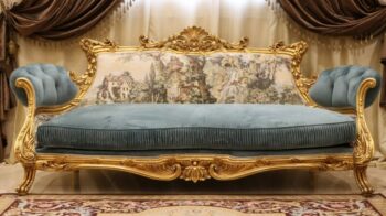 Handmade Gold Green Angels Sofa