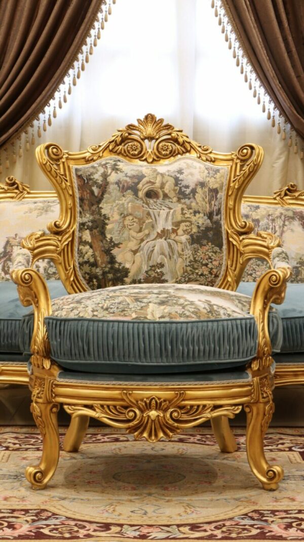 Handmade Gold Green Angels Chair 6