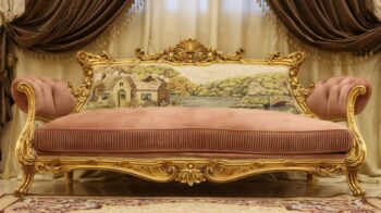 Handmade Nature View Gold Peach Sofa