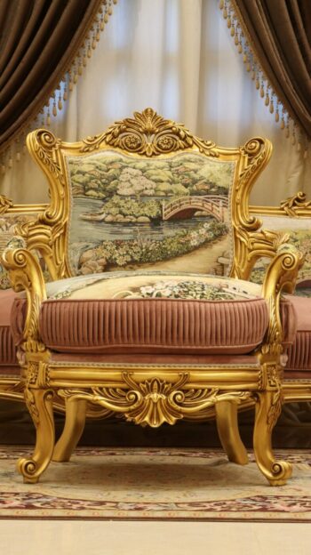 Handmade Nature View Gold Peach Chair