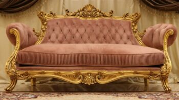 Handmade Nature View Gold Peach Loveseat