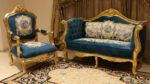 Handmade Gold Sand Blue Navy Loveseat 9